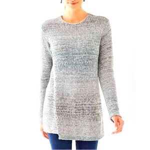 J Jill pureJill Women’s Knit Tunic Crew Neck Sweater Asymmetrical Hem Gray XL